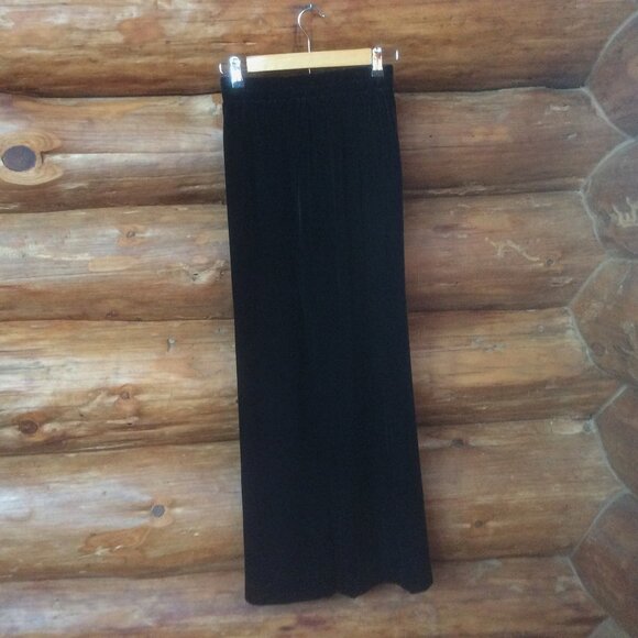 Vintage Black Velvet High Waist Boho Glam Wide Flared Leg Festive Pants Small - Picture 2 of 3